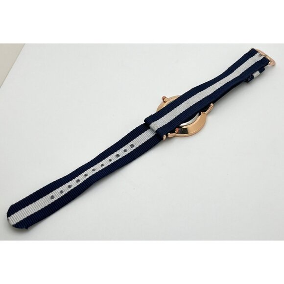 Geneva Platinum Watch Navy Blue and White Striped Nylon Strap Large Face - Picture 4 of 7